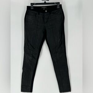 BANANA REPUBLIC SLOAN‎ BLACK PANTS WITH FAUX LEATHER FRONT NWOT